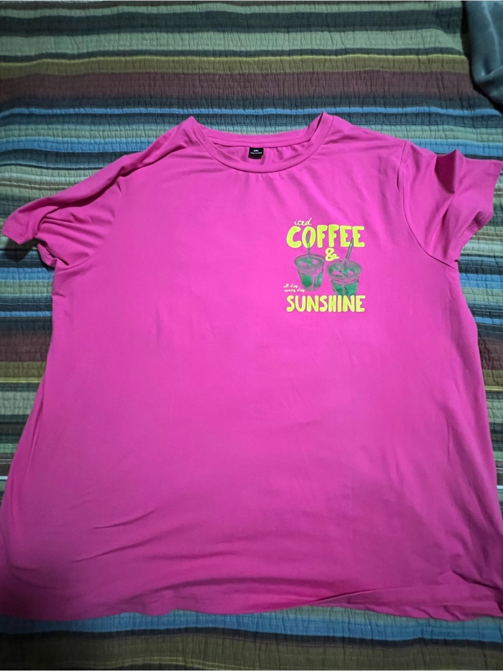 SHEIN Bright Pink 'Coffee & Sunshine' Graphic Tee